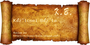 Kölcsei Béla névjegykártya