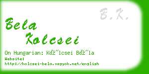 bela kolcsei business card